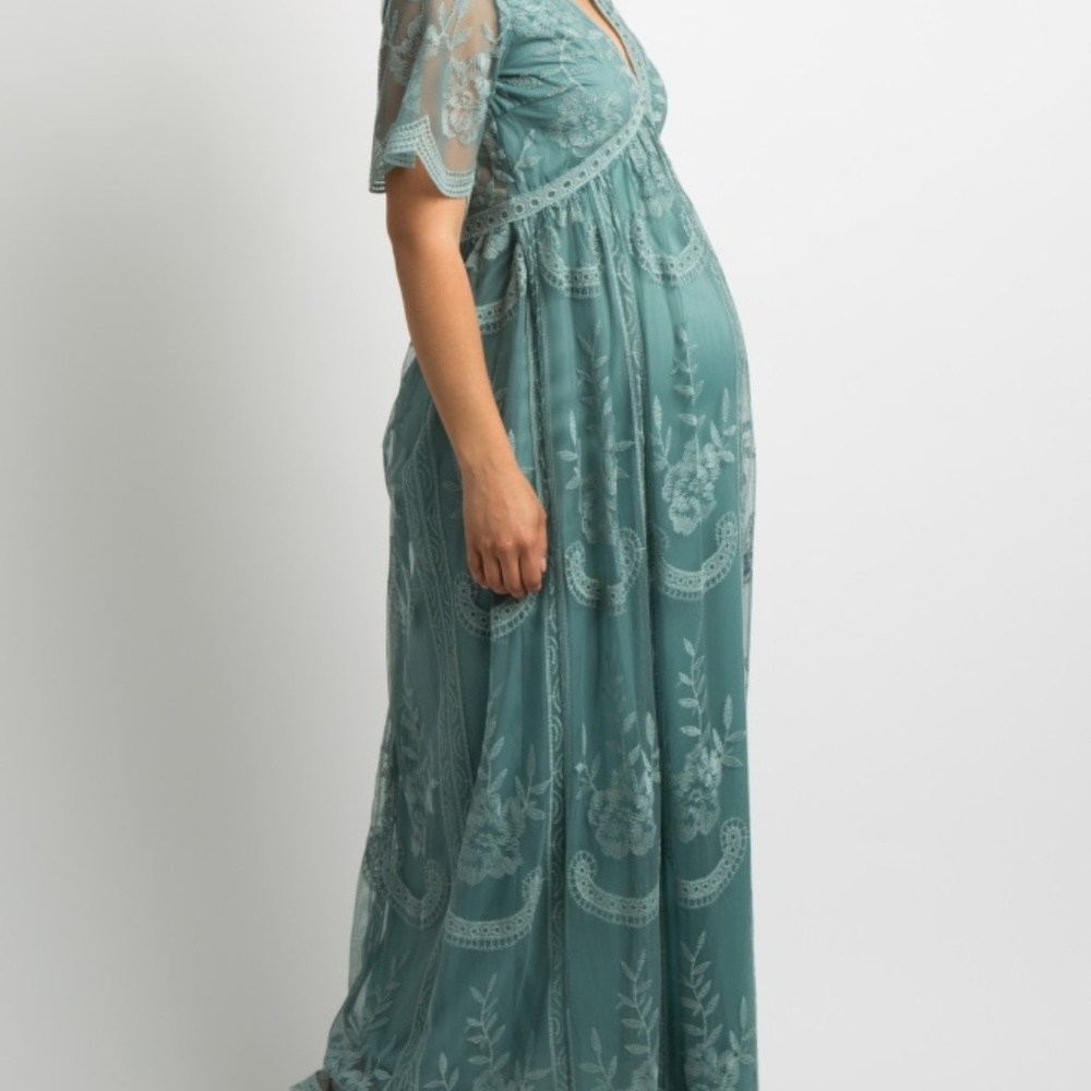 Pink Blush Maternity Sage Lace Mesh Overlay
